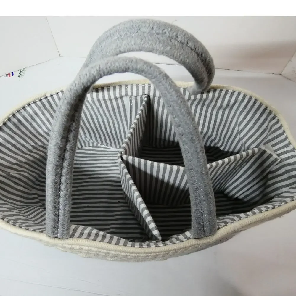 Woven Rope Organizer Diaper Storage Caddy Nursery Lined Handles
